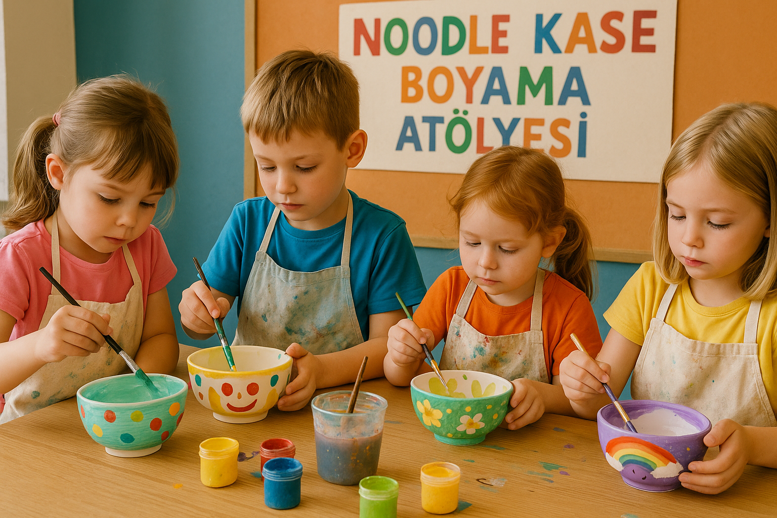 Çocuklar için Noodle Kase Boyama