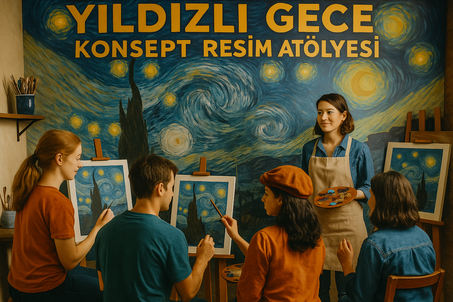 Yıldızlı Gece Konsept Resim Atölyesi